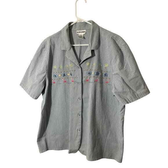 90’s Alfred Dunner Seersucker Blouse Size 20 Coastal Grandma - Picture 1 of 6